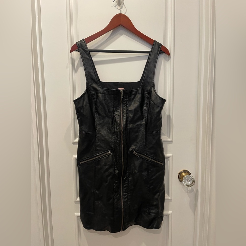 Free People Johnny Vegan Leather Zipper Mini Dress